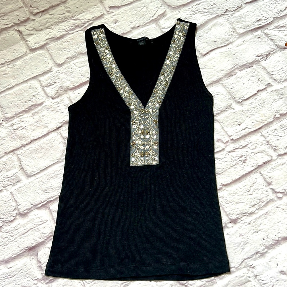 Express black tank with silver beading